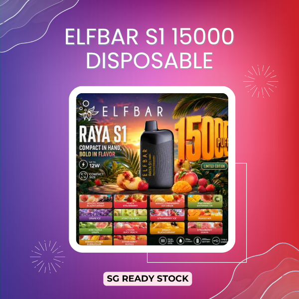 Elf Bar S1 15000 Puffs disposable vape with smart digital display screen