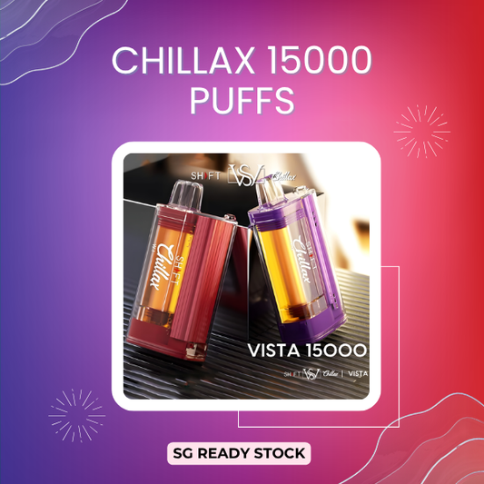 Chillax 15000 Puffs Disposable Vape showing the smart LED battery and e-liquid screen indicator