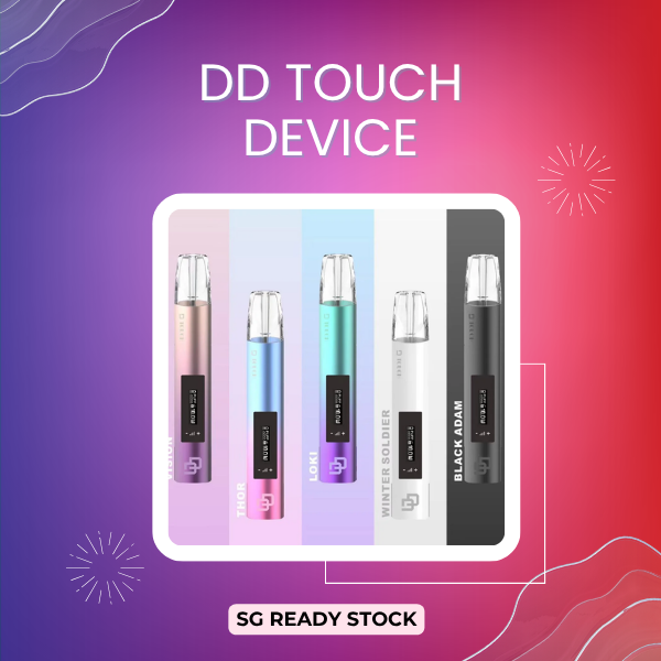 DD Touch Device vape pod system with smart LED screen display showing battery level