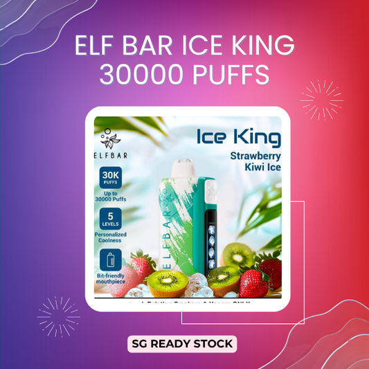 Elf Bar Ice King 30000 Puffs disposable vape device showing the screen and coolness adjustment button