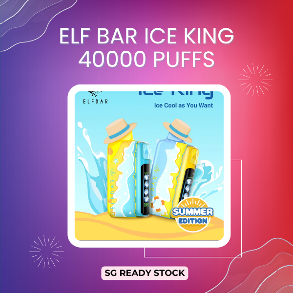 Elf Bar Ice King 40000 Puffs disposable vape device with smart LED screen display.