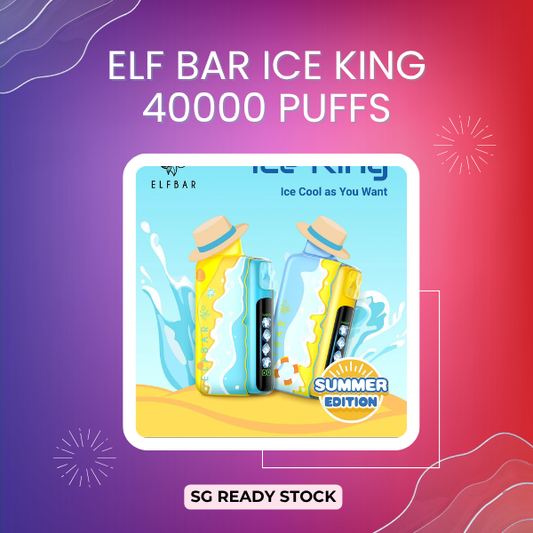 Elf Bar Ice King 40000 Puffs disposable vape device with smart LED screen display.