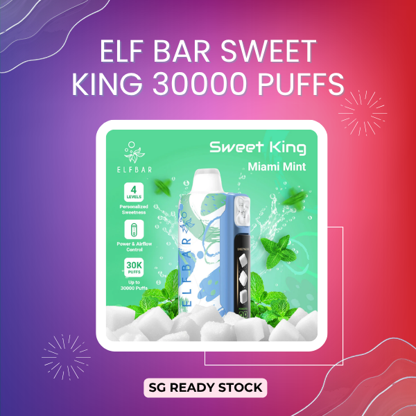 Elf Bar Sweet King 30000 Puffs disposable vape device with e-liquid and battery indicator screen