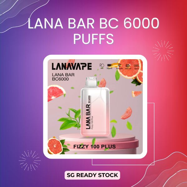 LANA Bar BC 6000 Puffs rechargeable disposable vape device in vivid dual-color box design