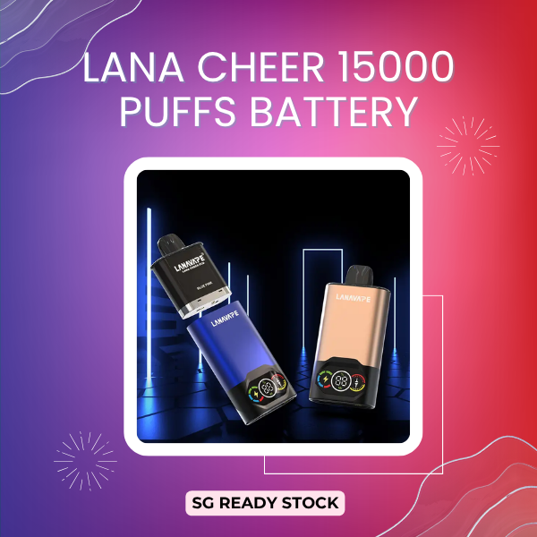 Lana Cheer 15000 Puffs vape battery device showing the Type-C charging port and smart power switch indicator