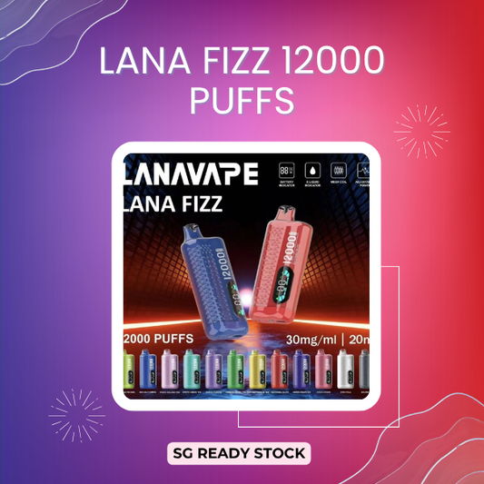 Lana Fizz 12000 Puffs disposable vape device showing sleek design and Type-C charging port