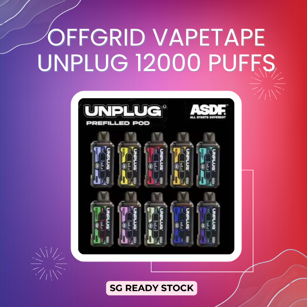 Offgrid Vapetape Unplug 12000 Puffs modular disposable vape kit featuring a retro cassette player design