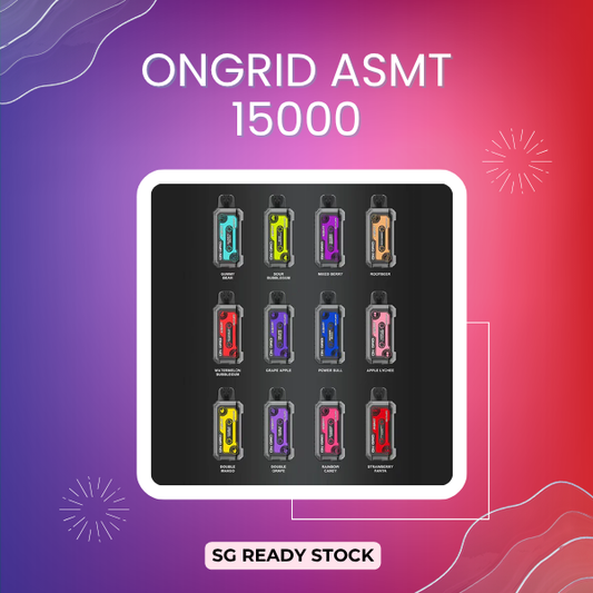 Ongrid Asmt 15000 Puffs disposable vape device displaying dynamic premium exterior colors and ergonomic mouthpiece