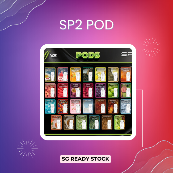 Transparent SP2s vape pod showing ceramic coil and e-liquid level