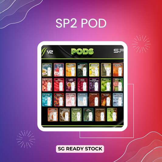 Transparent SP2s vape pod showing ceramic coil and e-liquid level