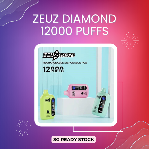 Zeuz Diamond 12000 Puffs disposable vape device with premium luxury diamond cut texture casing