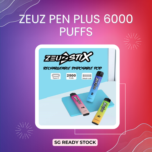 Zeuz Pen 6000 Puffs disposable vape pen showing sleek ergonomic design and packaging